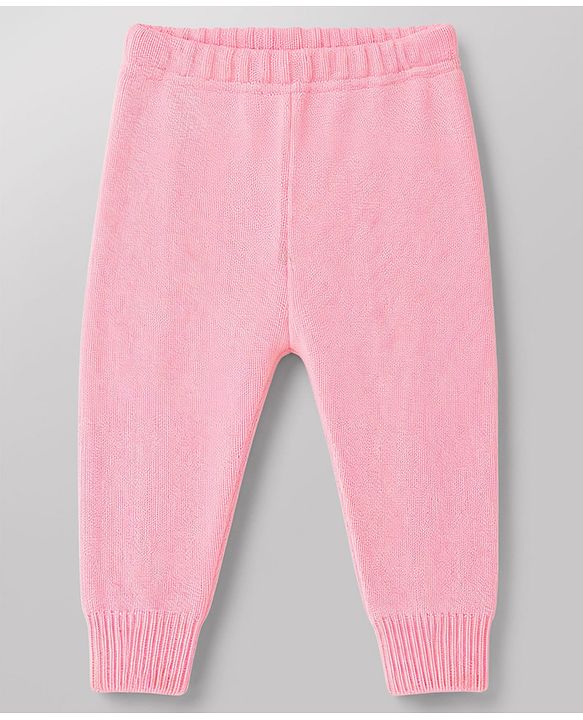 Babyhug Knit Full Sleeves Polo Collar Neck Colour Block Cable Knit Designed Sweater Set - Pink