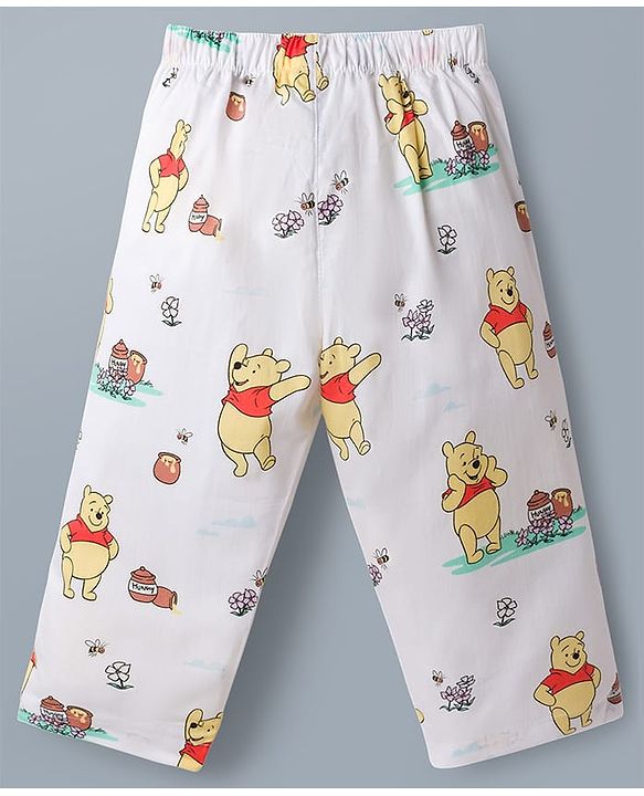 Babyhug Disney Poplin Woven Full Sleeves Co-Ords Shirt & Pyjama Night Suit with Winnie the Pooh - White