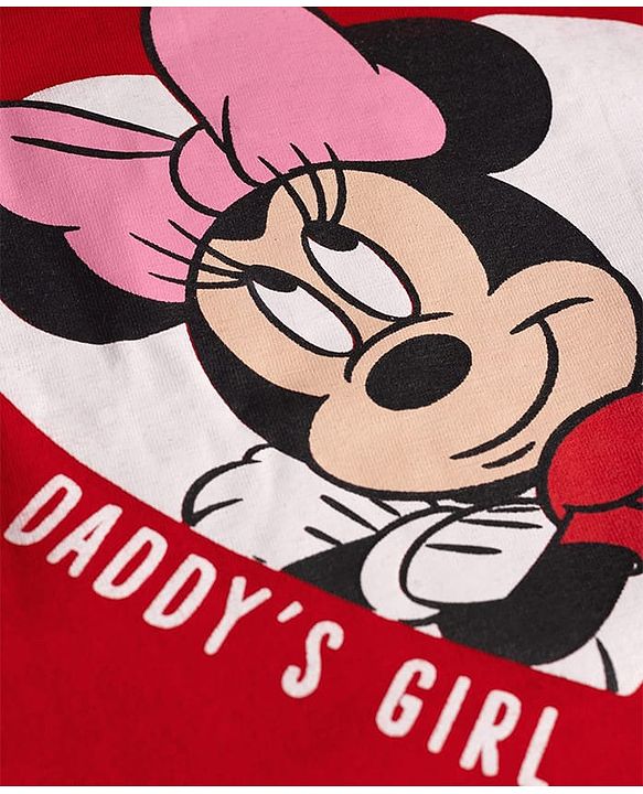 Babyhug Disney Single Jersey Knit Full Sleeves Pyjama Night Suit with Minnie Mouse Graphics - Multicolour