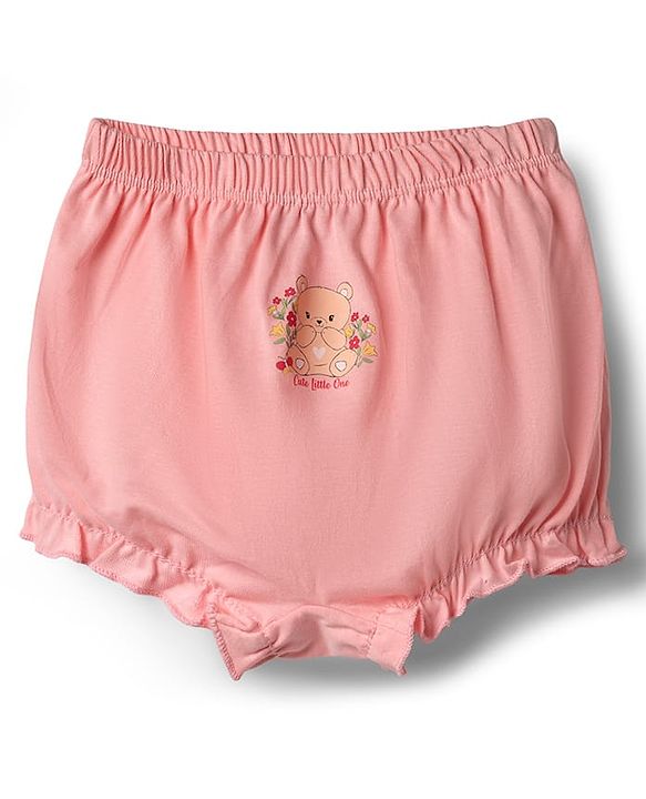 Babyhug 100% Cotton Single Jersey Knit Bear & Floral Printed Blomers Pack of 3 - Pink Red & White