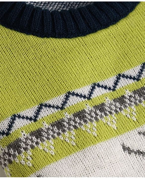 Babyhug Knitted Full Sleeves Reindeer Designed Sweater Set - Navy Blue