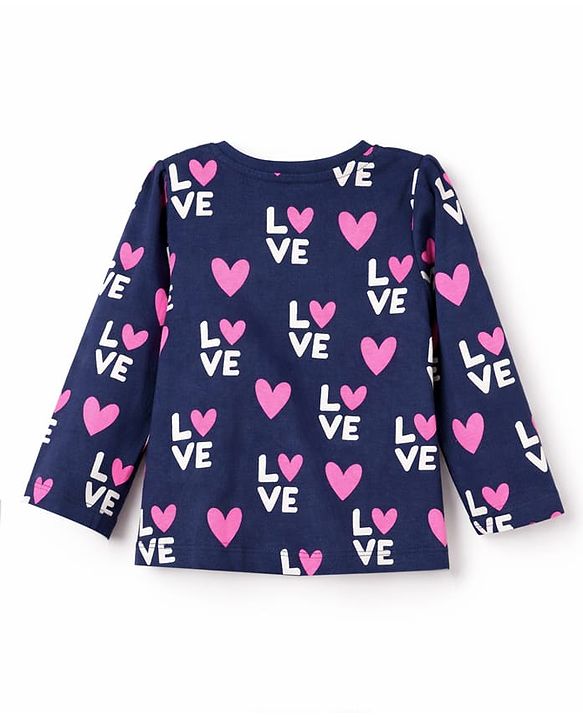 Babyhug 100% Cotton Knit Full Sleeves Co-Ord T-Shirt & Pyjama Night Suit With Love Print Pack of 2 - Multicolor