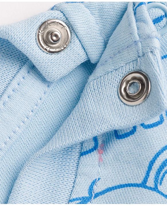 Babyhug 100% Cotton Knit Half Sleeves Animal Printed Co-Ords T-Shirt & Shorts Night Suit - Light Blue