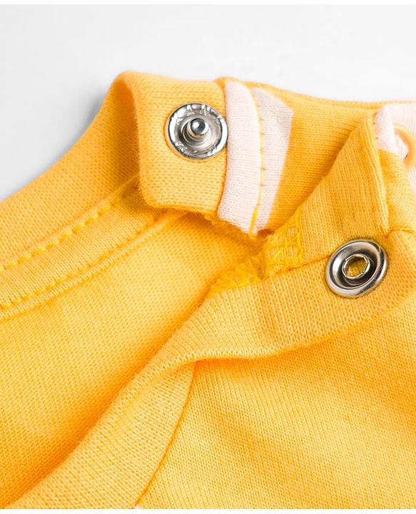 Babyhug 100% Cotton Knit Full Sleeves T-Shirt & Pyjama Co-ord Night Suit with Heart Print - Yellow