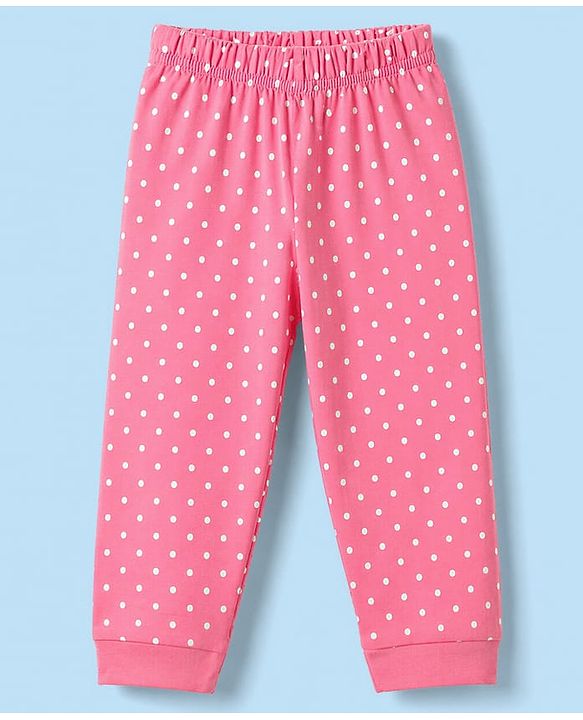 Babyhug 100% Cotton Knit Full Sleeves T-Shirt & Polka Dot Pyjama Night Suit With Giraffe Print - White