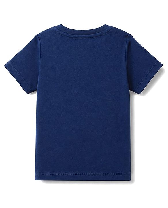 Babyhug Cotton Knit Half Sleeves T-Shirt & Striped Pyjama Night Suit With Bear Print - Navy Blue