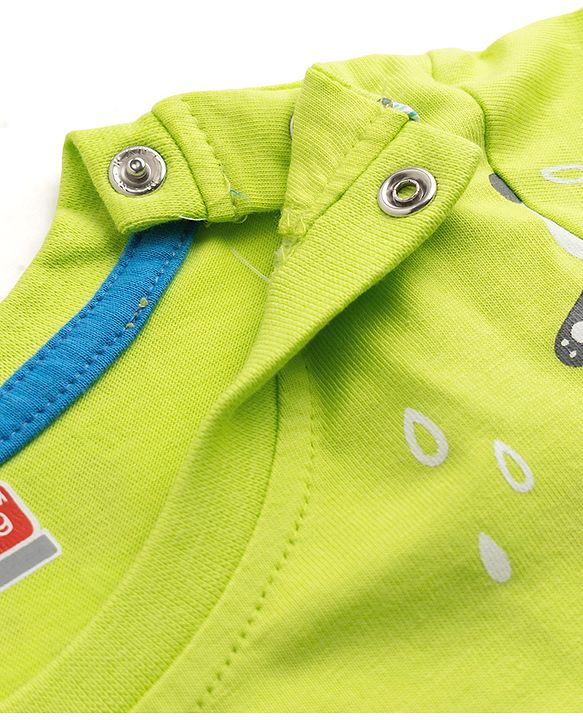 Babyhug 100% Cotton Knit Full Sleeves T-Shirt & Pyjama Night Suit With Panda Print- Green
