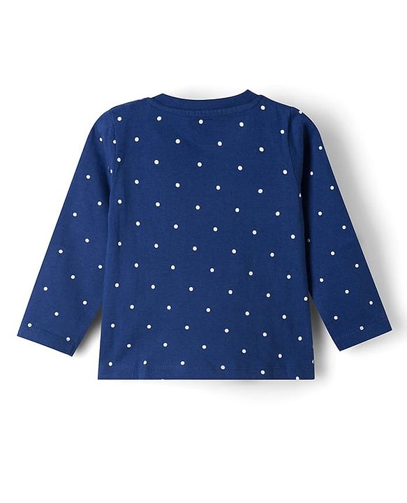 Babyhug 100% Cotton Knit Full Sleeves Bunny & Polka Dot Printed T-Shirt & Pyjama Night Suit - Navy