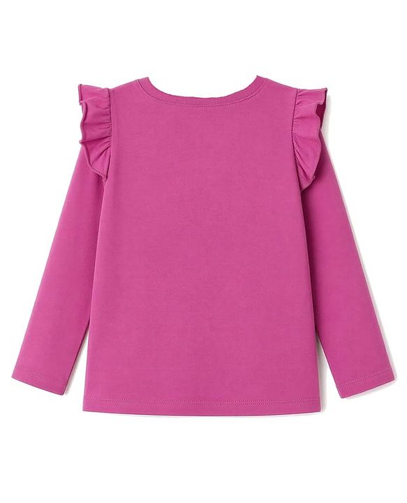 Babyhug 100% Cotton Knit Full Sleeves T-Shirt & Pyjama Night Suit Floral & Text Print - Dark Pink