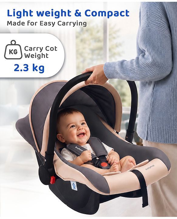 Babyhug Cloud Cradle 3-in-1 Baby Carry Cot  White Grey| Rocker & Baby Seat| Safety Harness| Adjustable Canopy| Lightweight Portable Design| Removable & Washable Cover| 015 Months