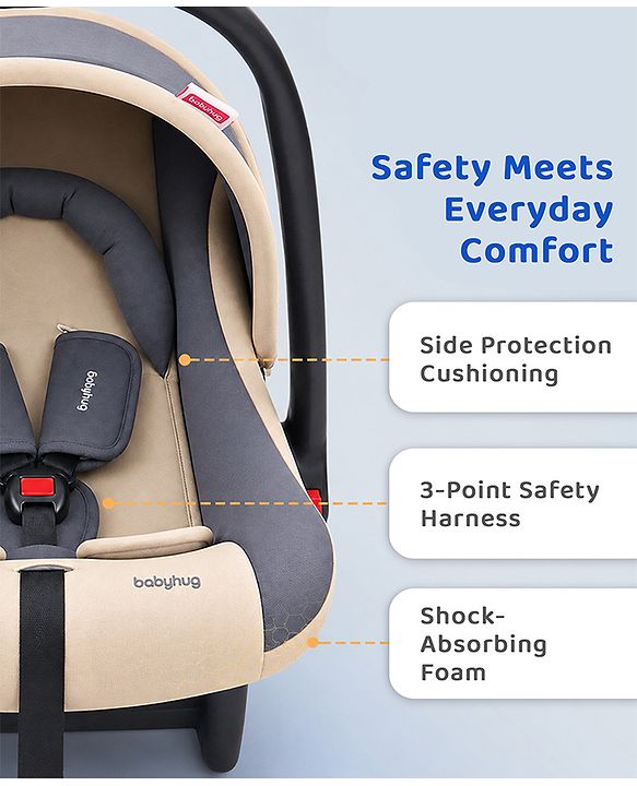 Babyhug Cloud Cradle 3-in-1 Baby Carry Cot  White Grey| Rocker & Baby Seat| Safety Harness| Adjustable Canopy| Lightweight Portable Design| Removable & Washable Cover| 015 Months