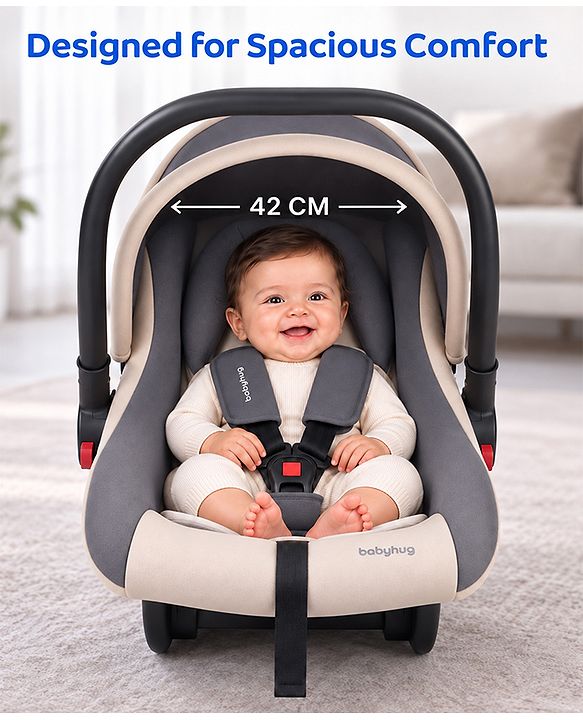 Babyhug Cloud Cradle 3-in-1 Baby Carry Cot  White Grey| Rocker & Baby Seat| Safety Harness| Adjustable Canopy| Lightweight Portable Design| Removable & Washable Cover| 015 Months