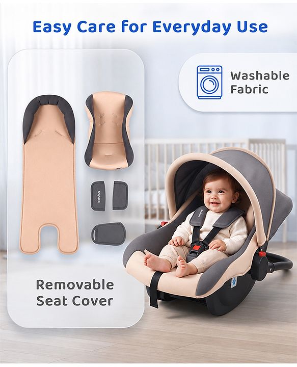 Babyhug Cloud Cradle 3-in-1 Baby Carry Cot  White Grey| Rocker & Baby Seat| Safety Harness| Adjustable Canopy| Lightweight Portable Design| Removable & Washable Cover| 015 Months