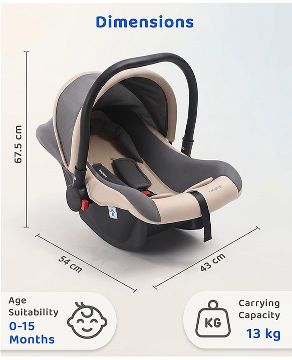 Babyhug Cloud Cradle 3-in-1 Baby Carry Cot  White Grey| Rocker & Baby Seat| Safety Harness| Adjustable Canopy| Lightweight Portable Design| Removable & Washable Cover| 015 Months