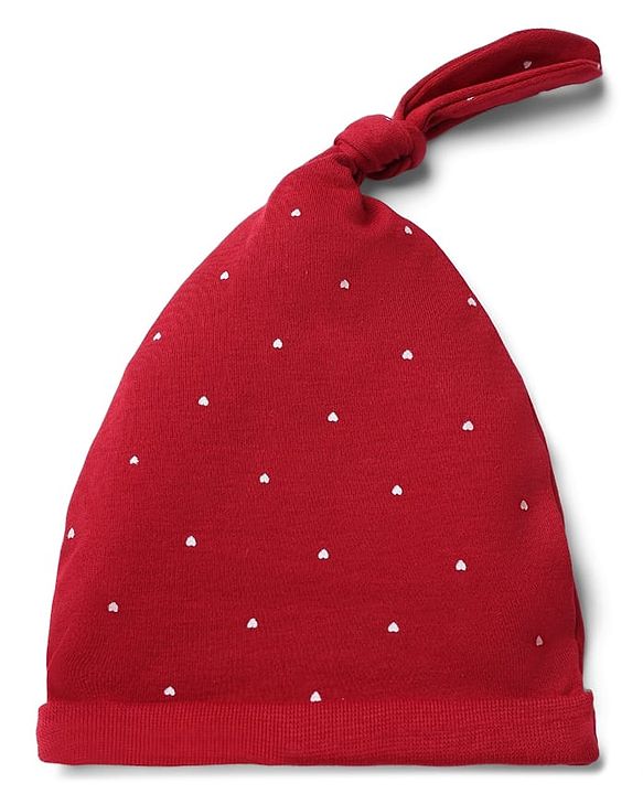 Babyhug 100% Cotton Interlock Knit Cap Mittens & Booties With Heart Design Maroon - Diameter 15 cm