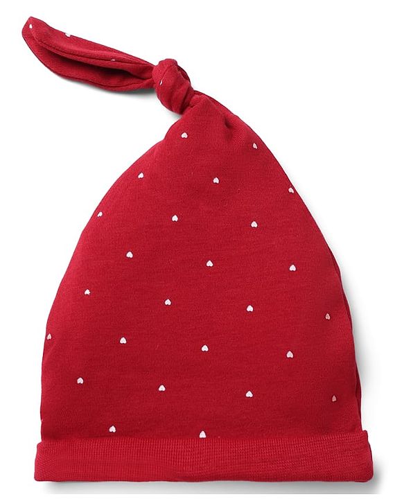 Babyhug 100% Cotton Interlock Knit Cap Mittens & Booties With Heart Design Maroon - Diameter 15 cm