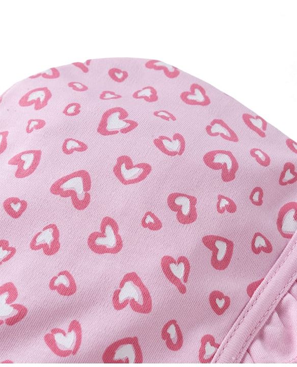 Babyhug 100% Cotton Interlock Knit Cap With Heart Print Pack of 2 Pink - Diameter 11 cm
