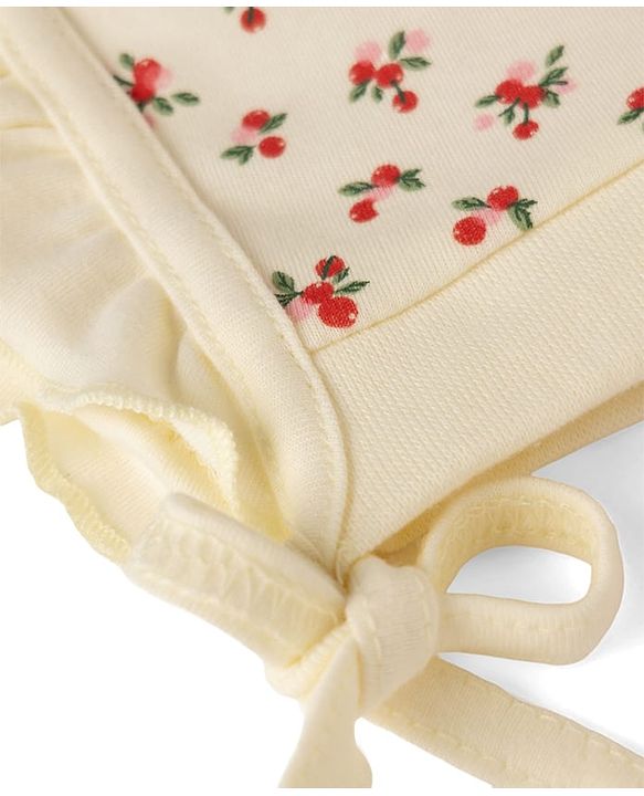 Babyhug 100% Cotton Interlock Kit Caps With Floral & Polka Dot Print Pack of 2 Pink & Beige - Diameter 12 cm
