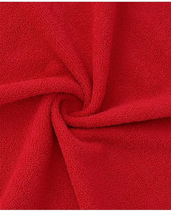 Babyhug Cotton Knit Microfiber Hooded Towel With Bear Embroidery L 74 x B 74 cm - Red