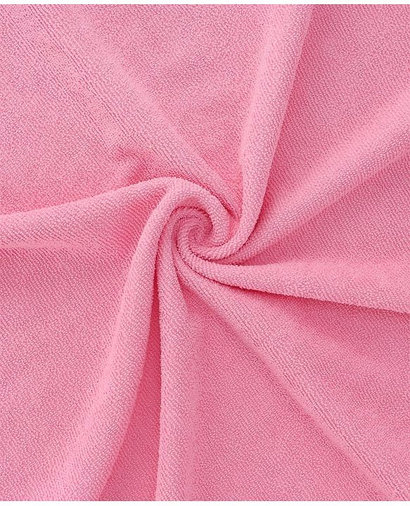 Babyhug Cotton Knit Microfiber Hooded Towel With Bear Embroidery L 76 X B 76 cm - Pink