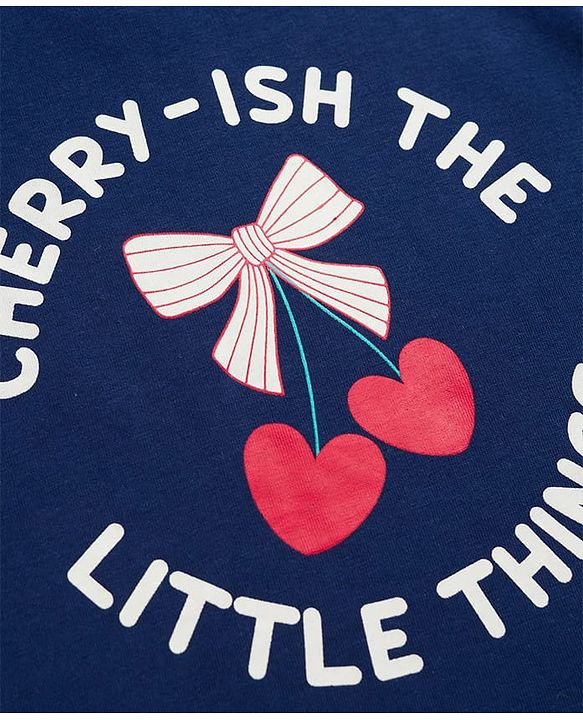 Babyhug 100% Cotton Knit T-Shirts with Full Sleeves and Bows, Hearts & Cherry Print Pack of 3 in Red, White & Navy Blue