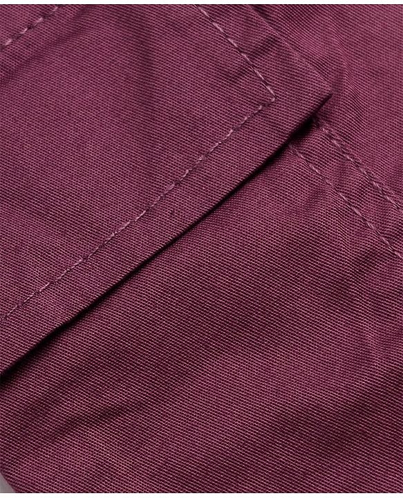 Pine Kids Cotton Elastane Woven Above Knee Length Solid Colour Shorts with Cargo Pockets - Dark Red