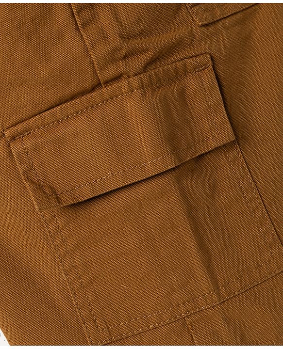 Pine Kids Woven Above Knee Length Solid Colour Shorts - Bronze