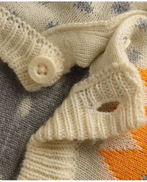Babyhug Knit Full Raglan Sleeves Chevron Designed Sweater Set - Navy