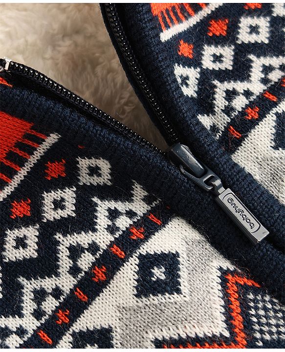 Babyhug Knit Full Sleeves Hooded Sweater With Design - Orange
