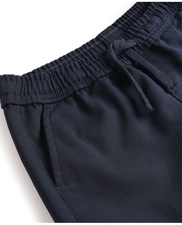 Pine Kids Cotton Elastane Woven Full Length Cargo Style Trousers With Pocket - Navy Blue
