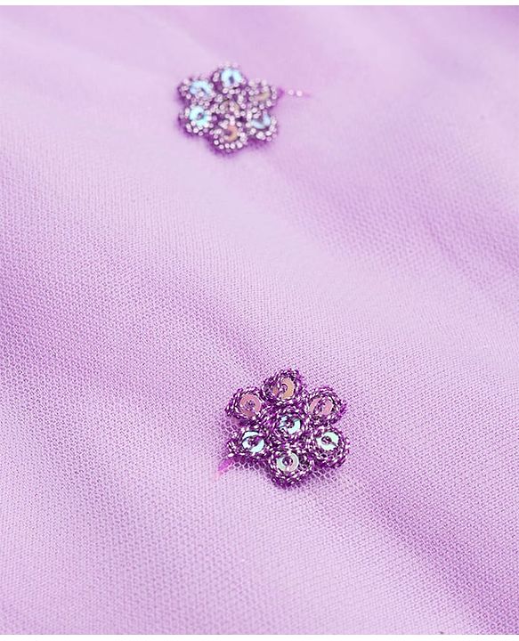 Babyhug Net Woven Sleeveless Floral Sequinned Choli Lehenga Set With Dupatta - Lavender
