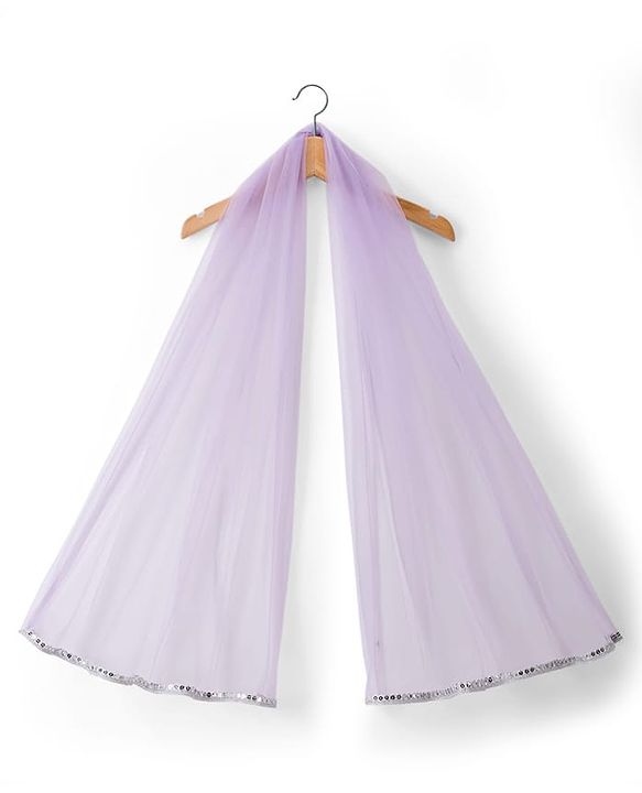 Babyhug Net Woven Sleeveless Floral Sequinned Choli Lehenga Set With Dupatta - Lavender