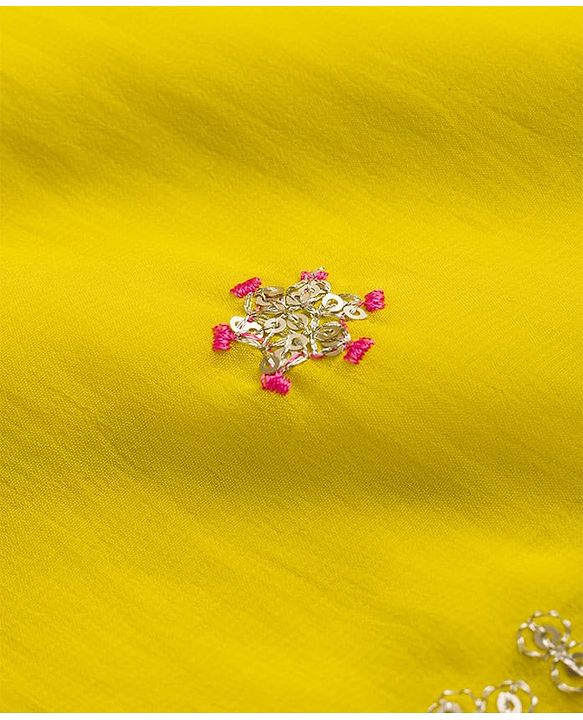 Babyhug Georgette Woven Three Fourth Sleeves Embroidered Kurti Gharara Set With Dupatta - Light Yellow