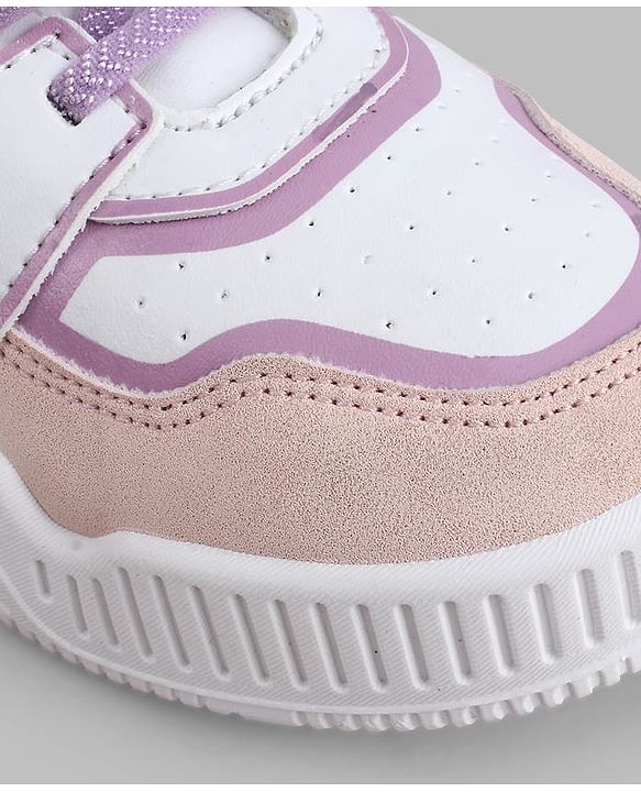 Pine Kids Casual Shoes with Velcro Closure - White & PInk