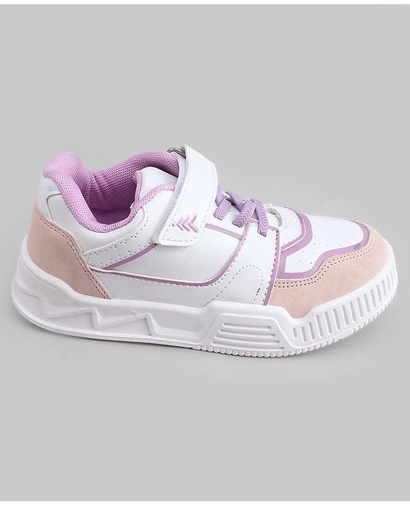 Pine Kids Casual Shoes with Velcro Closure - White & PInk