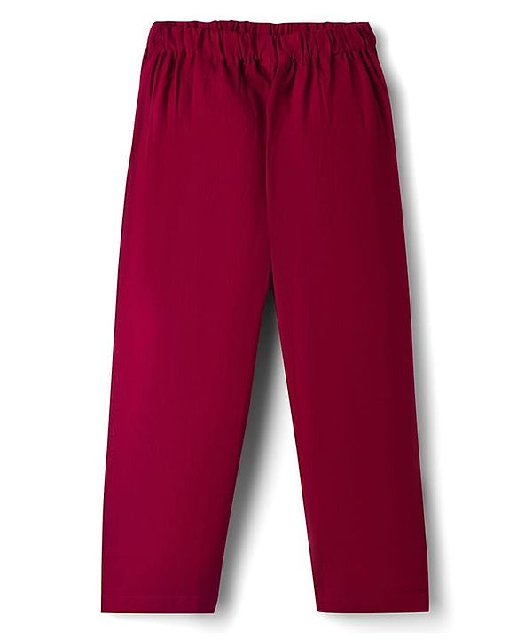 Babyhug Woven Full Sleeves Solid Colour Kurta Pajama Set with Floral Printed Nehru Jacket - Maroon