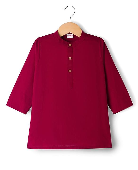 Babyhug Woven Full Sleeves Solid Colour Kurta Pajama Set with Floral Printed Nehru Jacket - Maroon