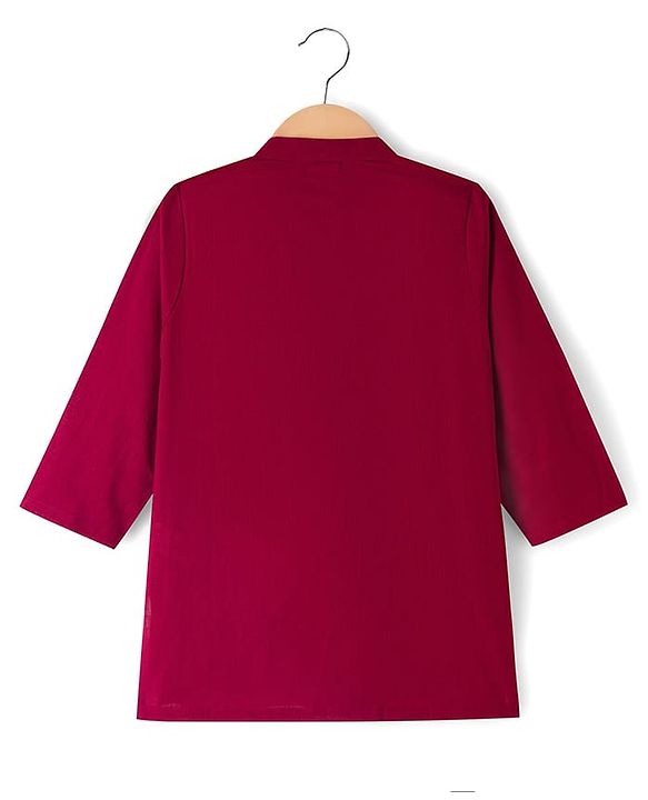 Babyhug Woven Full Sleeves Solid Colour Kurta Pajama Set with Floral Printed Nehru Jacket - Maroon