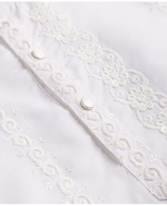 Babyhug Woven Full Sleeves Self Embroidered Kurta - White