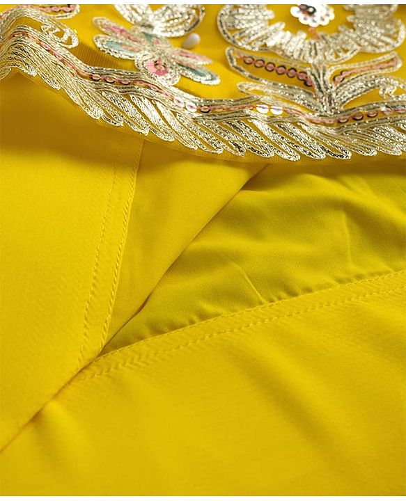 Babyhug Woven Half Sleeves Sequinned & Embroidered Choli Lahenga Set with Dupatta - Yellow