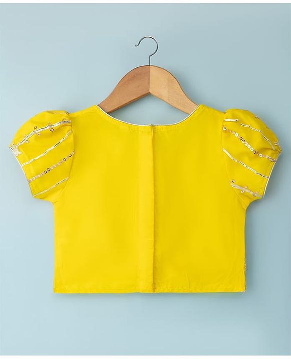 Babyhug Woven Half Sleeves Sequinned & Embroidered Choli Lahenga Set with Dupatta - Yellow