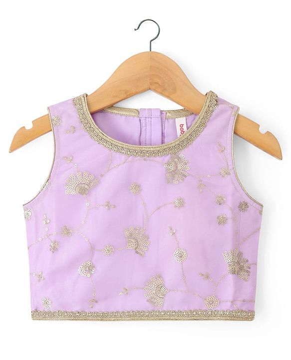 Babyhug Net Woven Sleeveless Woven Lehenga Choli Set & Dupatta With Sequin Detailing - Lavender