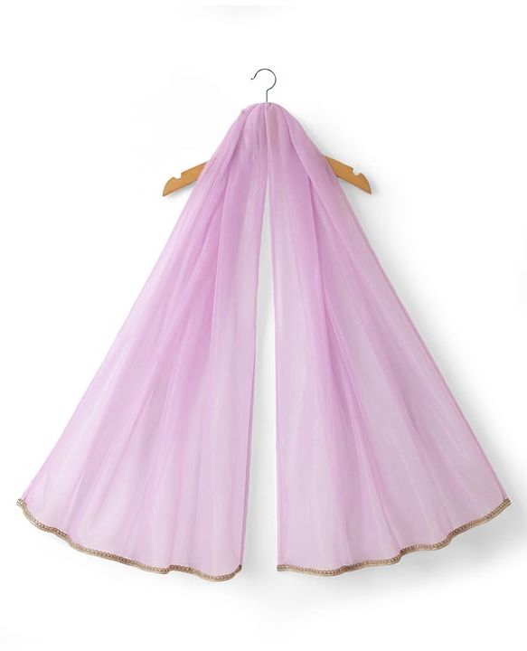 Babyhug Net Woven Sleeveless Woven Lehenga Choli Set & Dupatta With Sequin Detailing - Lavender