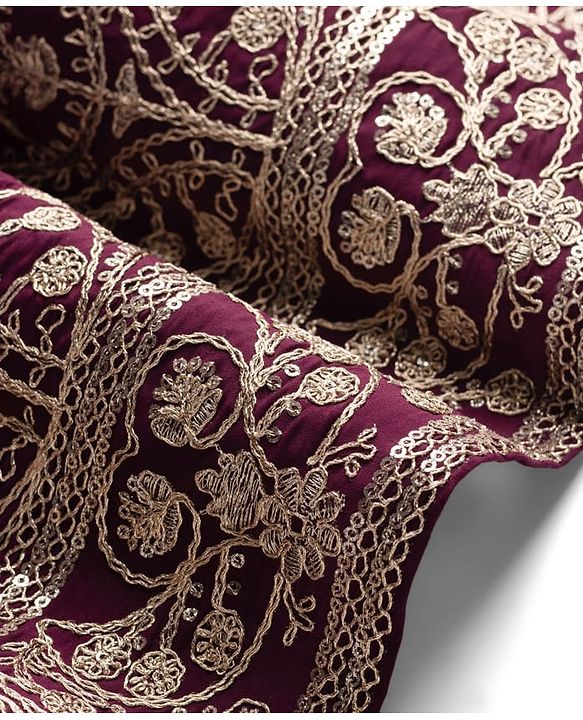 Babyhug Chanderi Woven Sleeveless Embroidered Lehenga Choli Set & Dupatta With Sequin Detailing - Wine