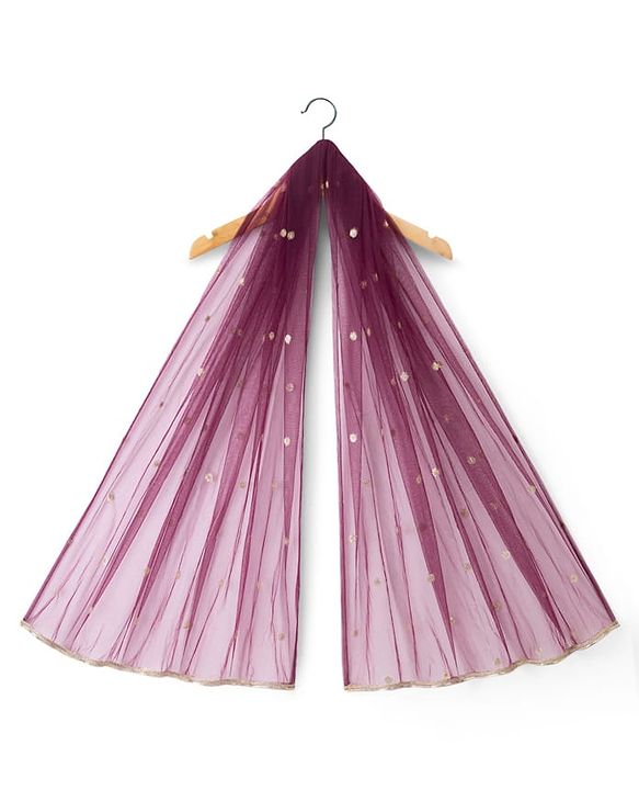 Babyhug Chanderi Woven Sleeveless Embroidered Lehenga Choli Set & Dupatta With Sequin Detailing - Wine