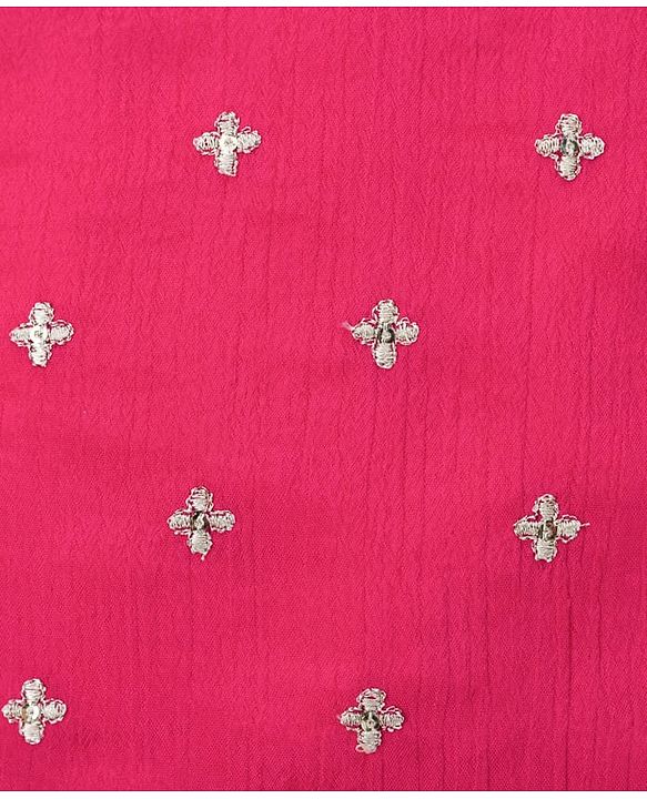 Babyhug Chanderi Woven Sleeveless Choli Lehenga Set & Dupatta With Sequin Detailing - Fuschia