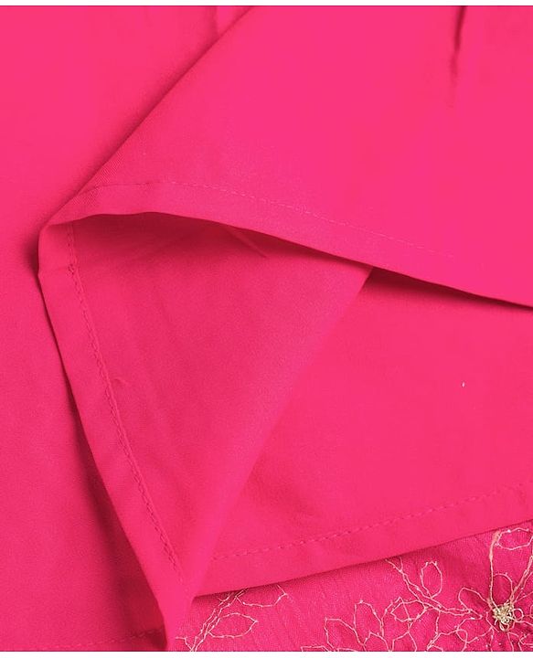 Babyhug Chanderi Woven Sleeveless Choli Lehenga Set & Dupatta With Sequin Detailing - Fuschia