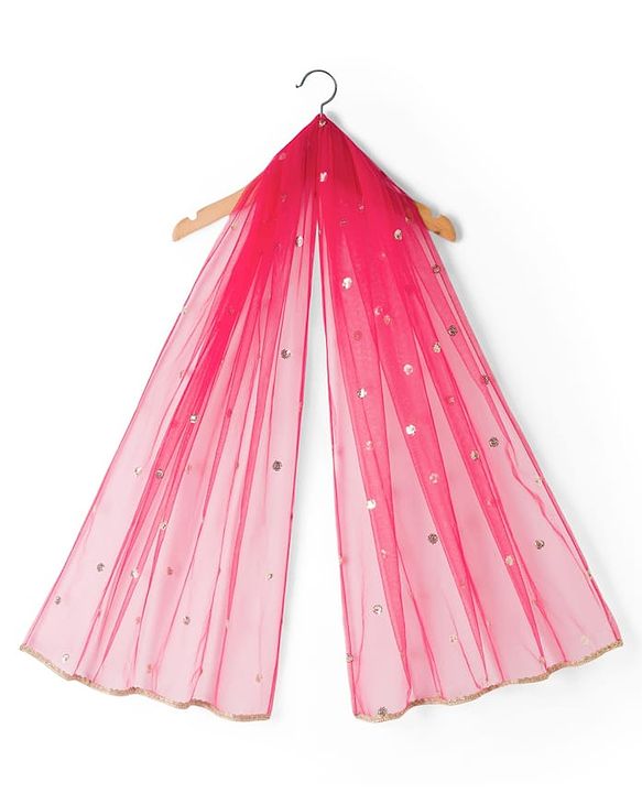 Babyhug Woven Half Sleeves Floral Printed & Embroidered Lehenga Choli Set With Dupatta Set - Fuchsia