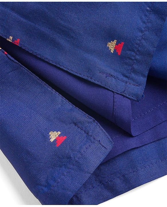 Babyhug Brocade Woven Full Sleeves Printed Kurta Pyjama Set - Navy Blue