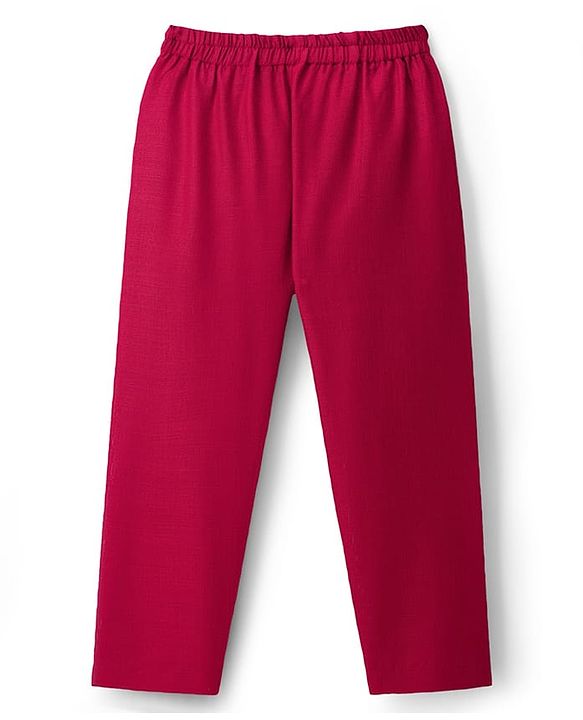 Babyhug Cotton Blend Woven Full Sleeves Kurta Pyjama Set With Nehru Jacket - Red